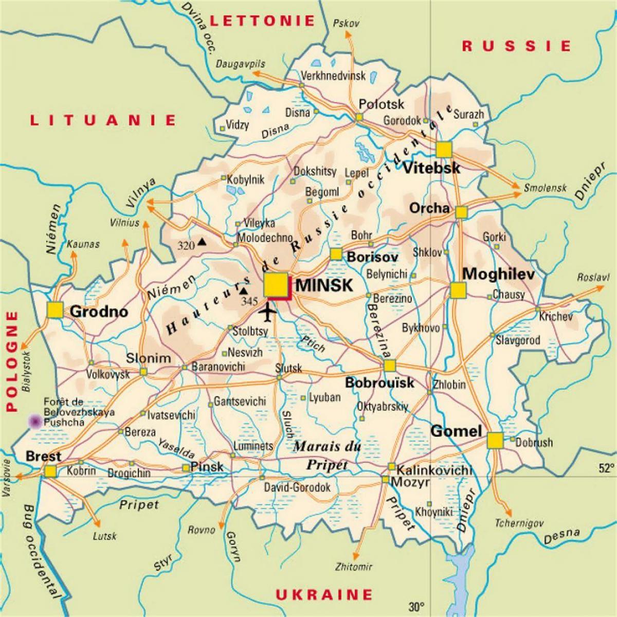 Térkép Fehéroroszország városok